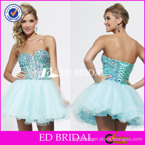 Young Girls Strapless Sleeveless Crystal Beading Light Blue Kids Party Wear Dresses